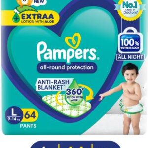 Pampers All Round Protection Diaper Pants, Anti Rash Blanket, Lotion with Aloe