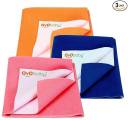 Oyo Baby Cotton Baby Bed Protecting Mat  (Salmon Rose, Royal Blue, Peach, Small, Pack of 3)